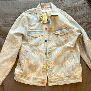 J balvin guess blue large jean jacket men neon buttons